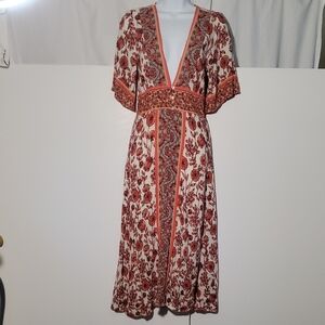 Illa Illa Floral Dress Floral V-Neck Maxi Dress Size S